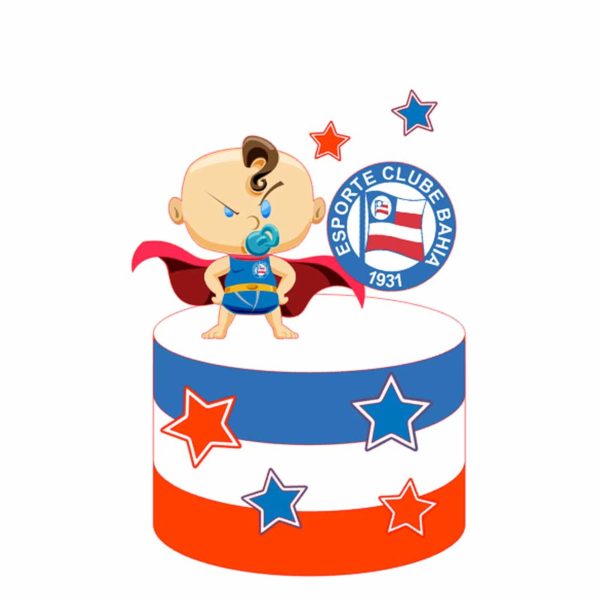 ARQUIVO Topo de bolo mesversário bebê Bahia Futebol + 1TEMA - Imagem 3
