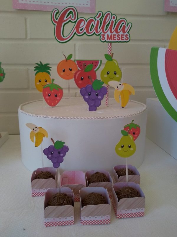 Topo de Bolo Mesversário Frutinhas - Imagem 2