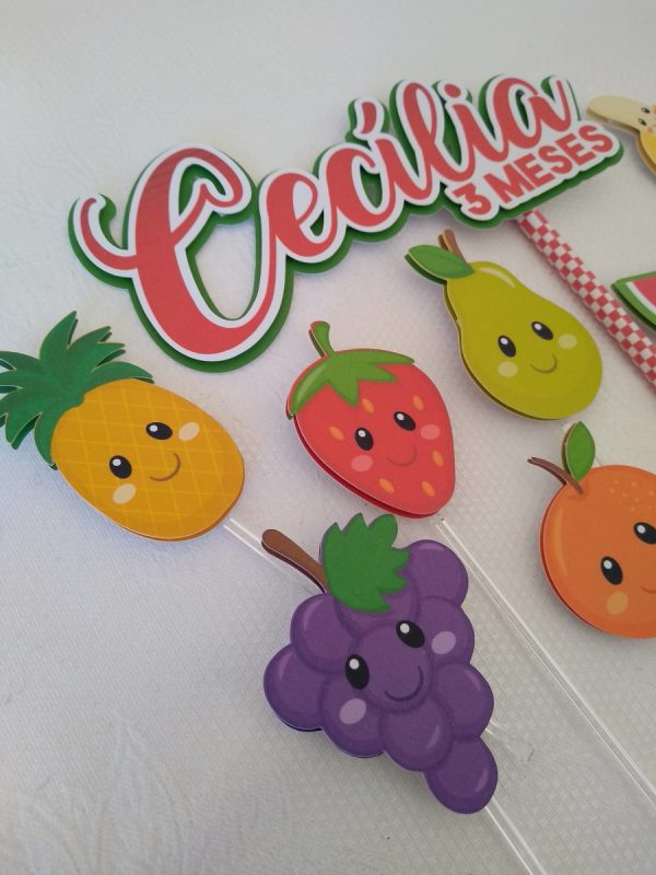 Topo de Bolo Mesversário Frutinhas - Imagem 3