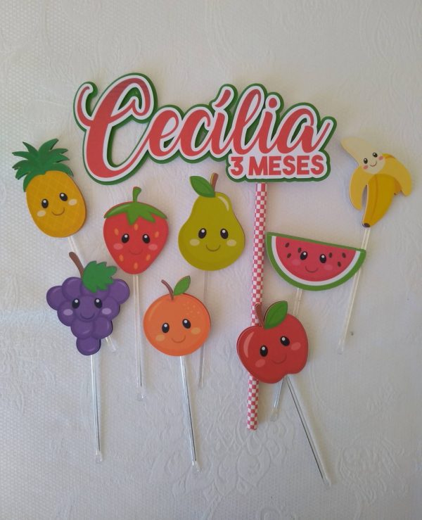 Topo de Bolo Mesversário Frutinhas