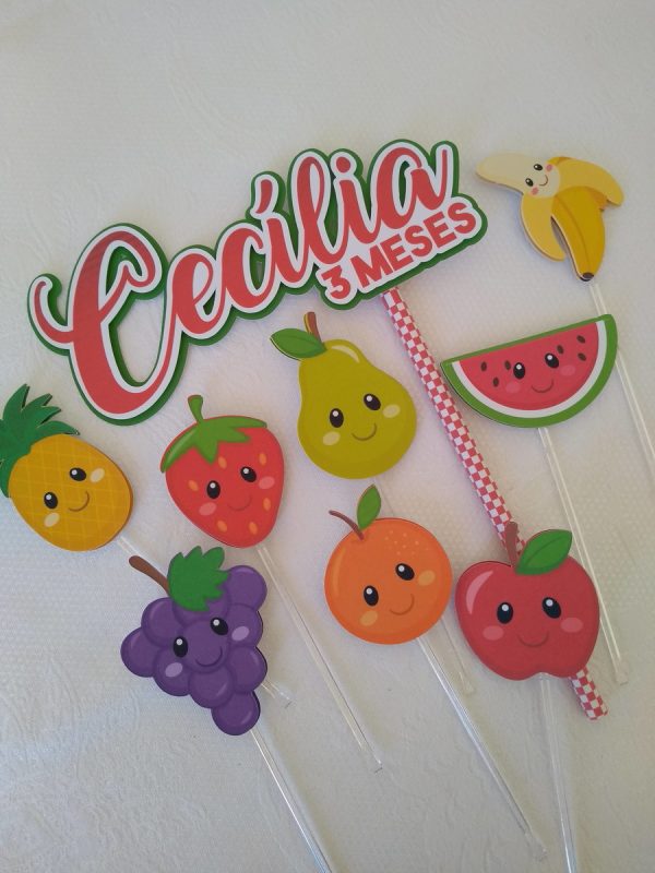 Topo de Bolo Mesversário Frutinhas - Imagem 4