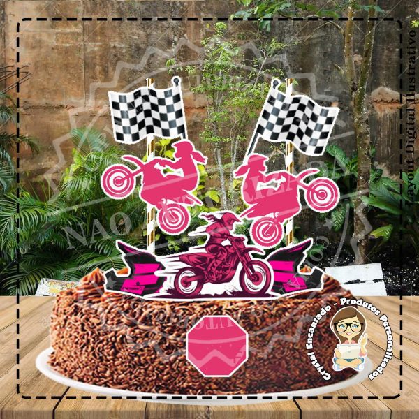 TOPO DE BOLO MOTOCROSS FEMININO - REF 2867 ARQUIVO DIGITAL