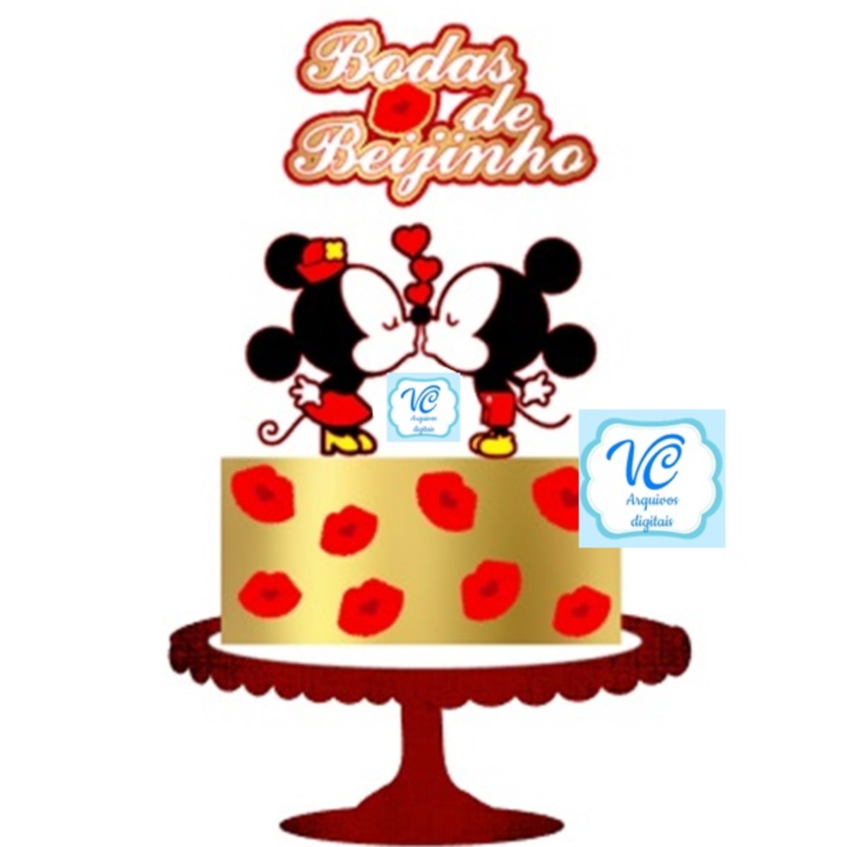 Topo de Bolo Namorados Minnie e Mickey Arquivo de Corte