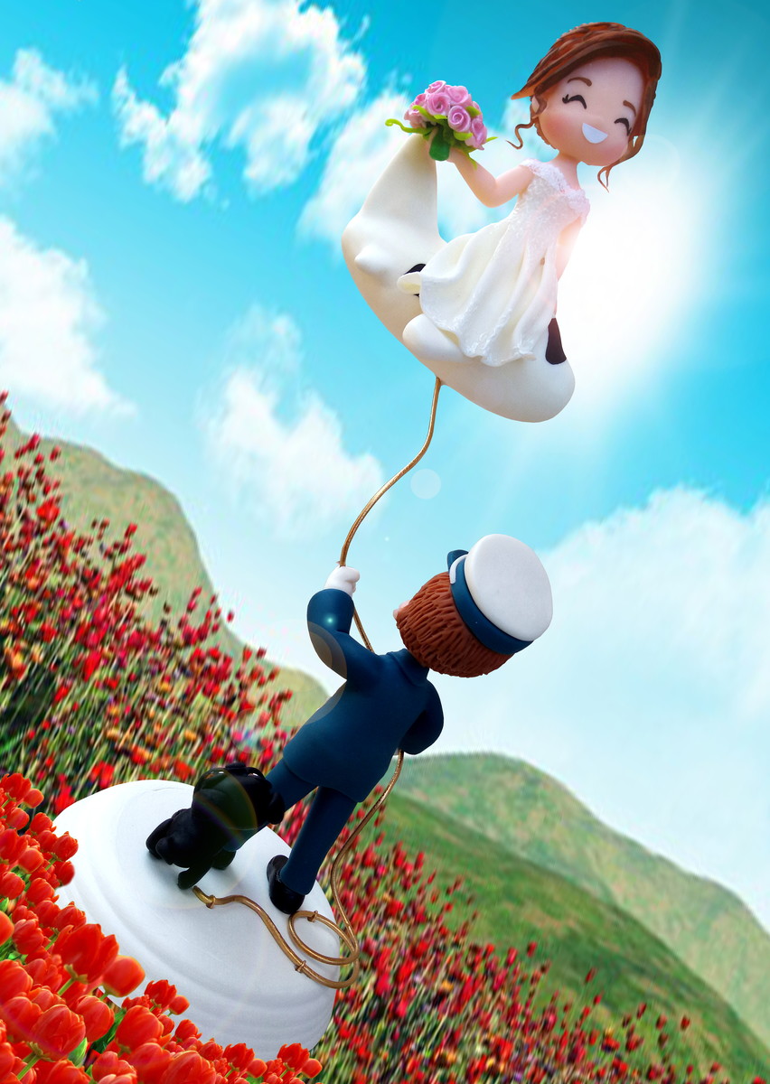 Topo De Bolo Casamento Noivinhos No Avião