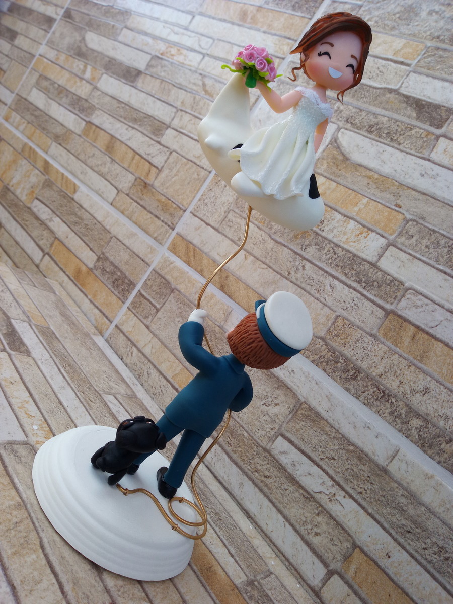 Topo De Bolo Casamento Noivinhos No Avião - Imagem 2