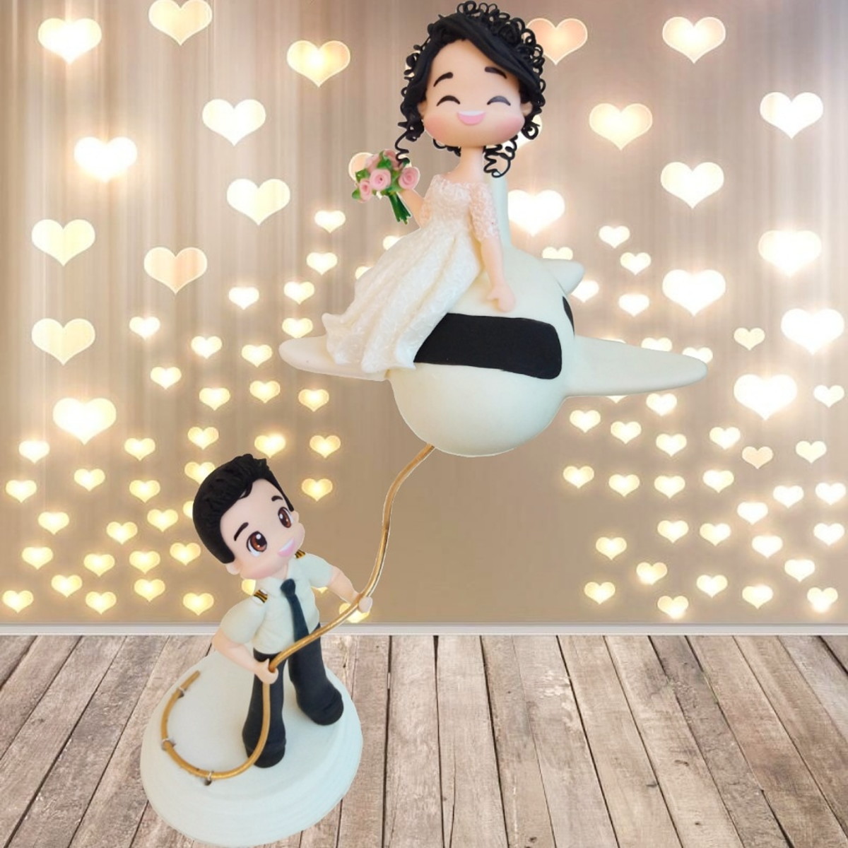 Topo De Bolo Casamento Noivinhos No Avião - Imagem 5