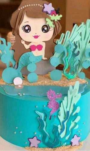 Topo de Bolo Sereia Cute+4 Arquivos a Sua Escolha