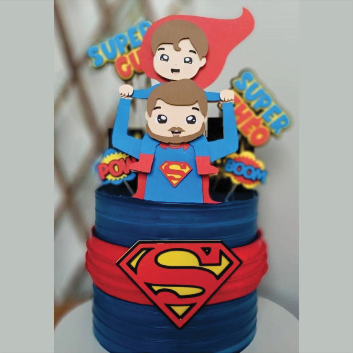 Topo de Bolo Super Man Pai e Filho Arquivo de Corte
