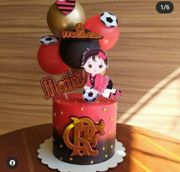 Pague 1 e Leve 3 Topo de Bolo Flamengo Bebê Menina Cód.001