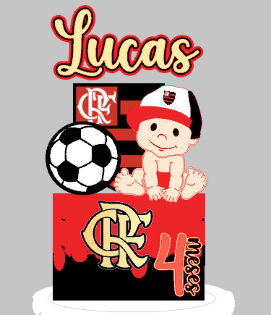 Pague 1 e Leve 3 Topo de Bolo Flamengo Bebê Menino Cód.002