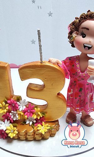 Vela Topo de Bolo Biscuit Personalizado