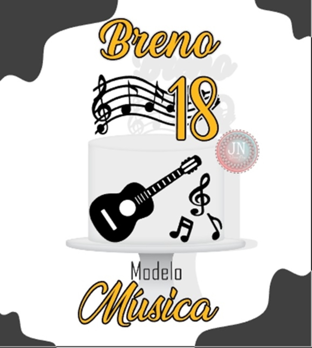 Violão Músical -topo de Bolo Arquivo de Corte e Impressão