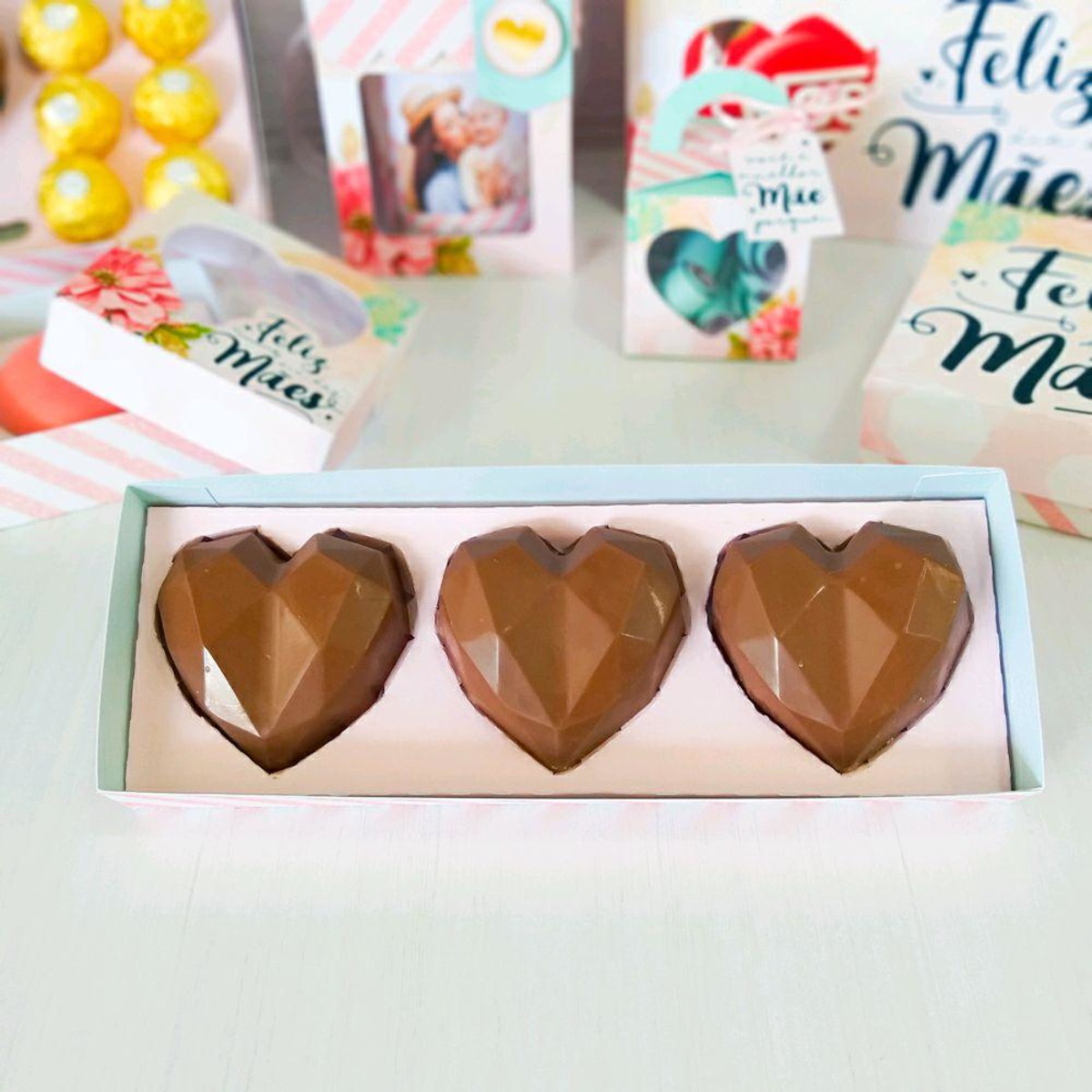 ARQUIVO CORTE CAIXA 3 CORAÇÕES CHOCOLATE DIA DAS MÃES #5010 - Imagem 2
