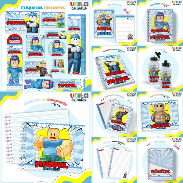 Arquivo Corte Kit Escolar Completo Tema Roblox #16884