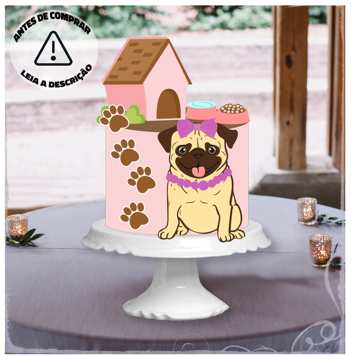 Arquivo Corte topo de bolo cachorro pug em camadas