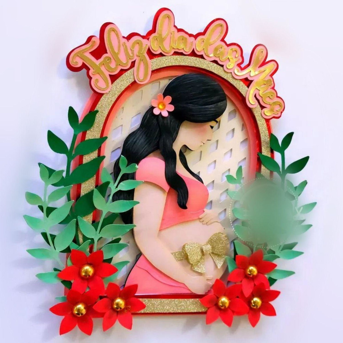 Arquivo Corte Topo de Bolo Dia das Mães Grávida #17317