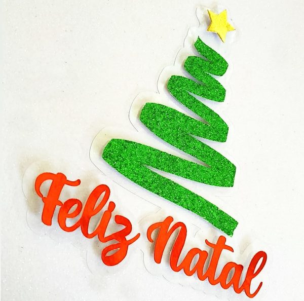 Arquivo Corte: Topo de Bolo Feliz Natal Árvore 037