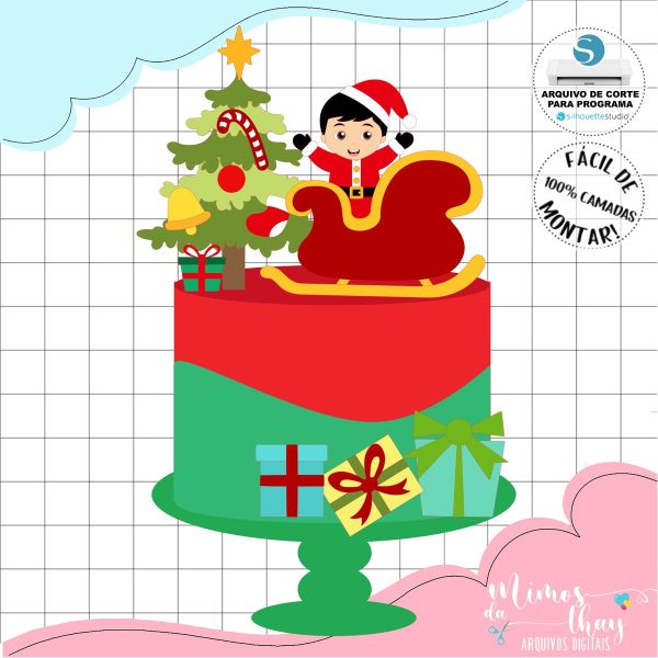 Arquivo Corte: Topo de Bolo Natal Baby no Trenó 178