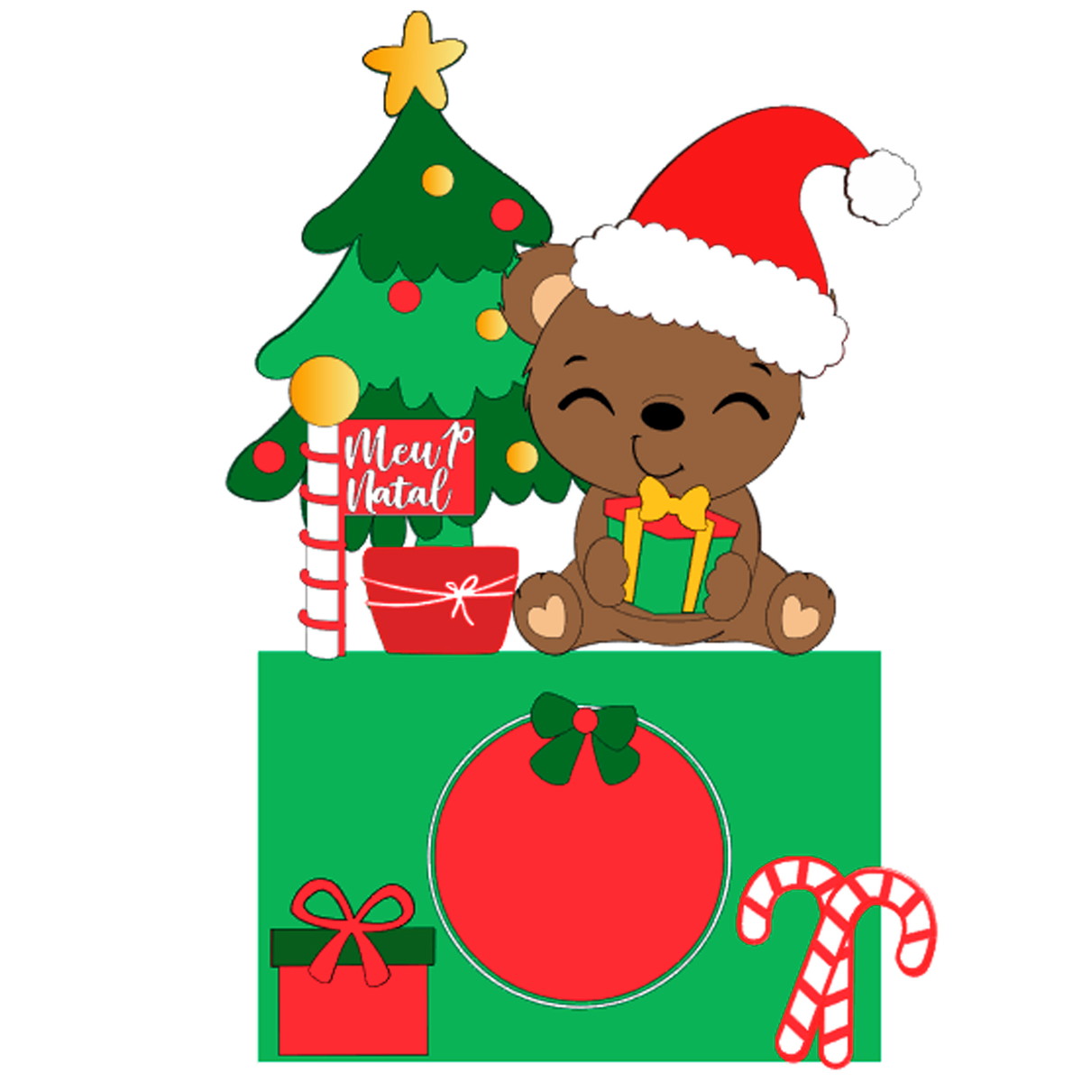 Arquivo Corte: Topo de Bolo Natal Ursinho com Presentes 104