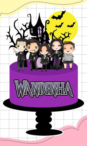 Arquivo Corte Topo de Bolo Wandinha Familia Addams 009
