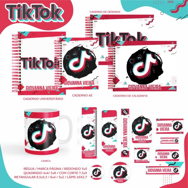 Arquivo de Corte: 43 - Kit Escolar Etiquetas Tik Tok