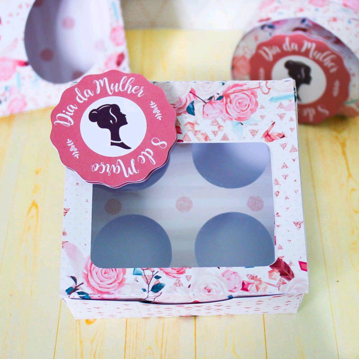 Arquivo de Corte Caixa para 4 Doces Dia da Mulher #4008