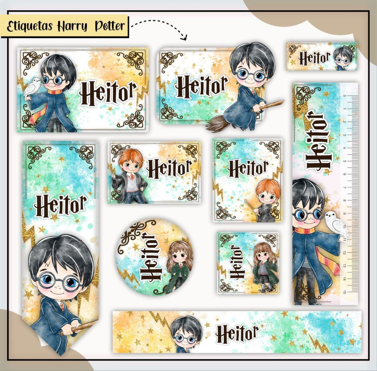 Arquivo de Corte Etiqueta Escolar Harry Potter #16832