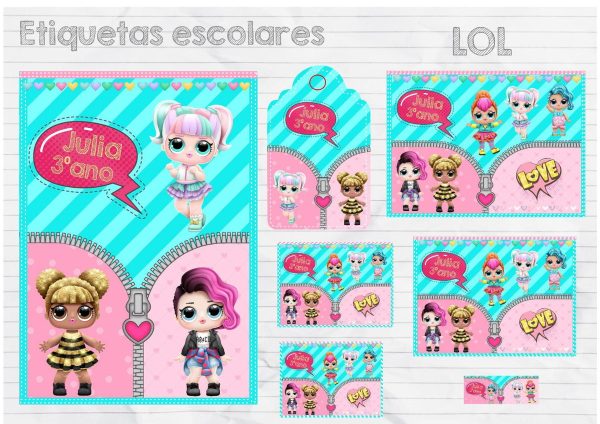 Arquivo de Corte Kit Etiqueta Escolar Lol #15740