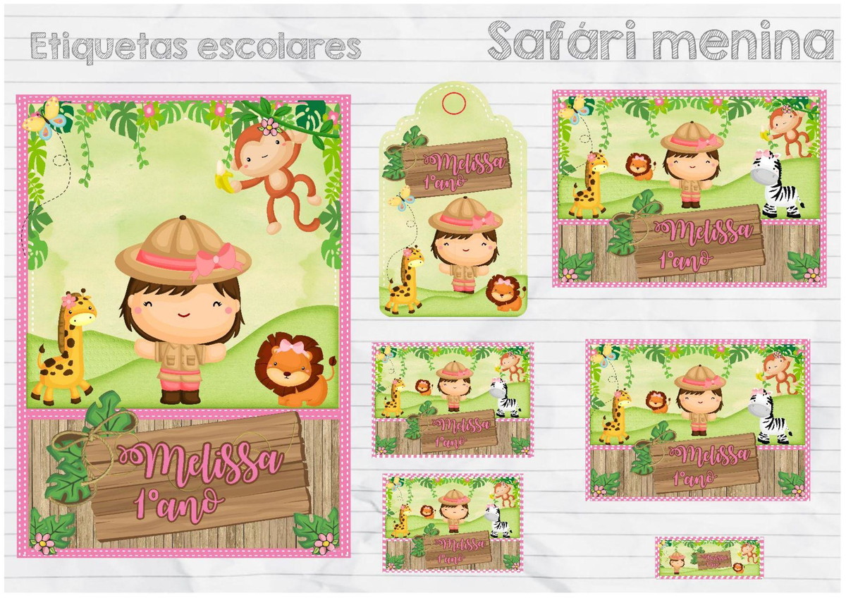 Arquivo de Corte Kit Etiqueta Escolar Safari #15744