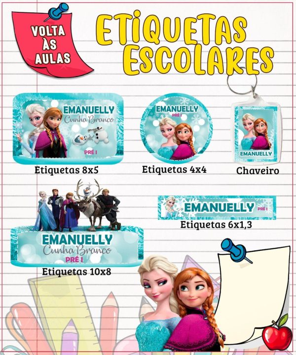 Arquivo de Corte Kit Etiquetas Escolar Frozen 2023 #15686