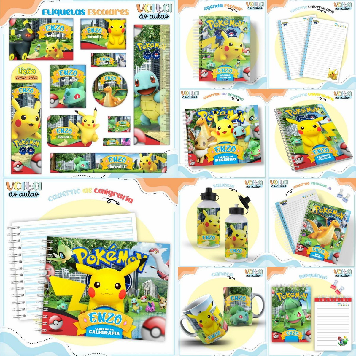Arquivo de Corte Kit Material Escolar Tema Pokemon #16842