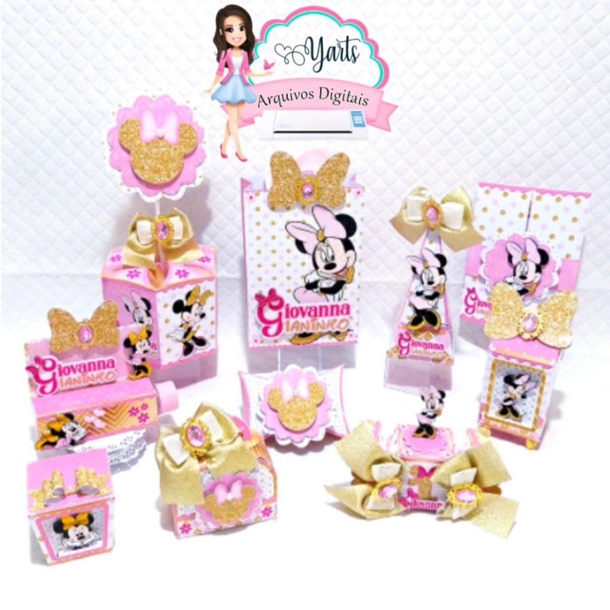 Arquivo de Corte Minnie Rosa com Dourado (#125) pdf e Studio