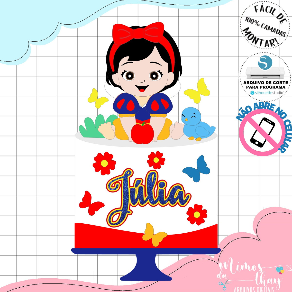 Arquivo de Corte: Topo de Bolo Branca de Neve Cute 028
