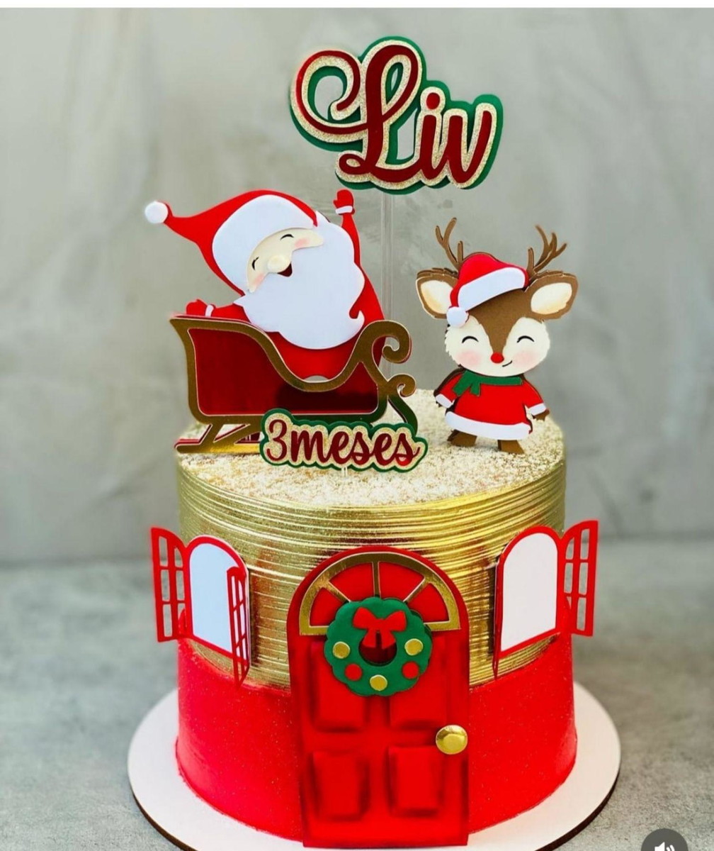 Arquivo de Corte Topo de Bolo de Natal Trenó e Rena #16720