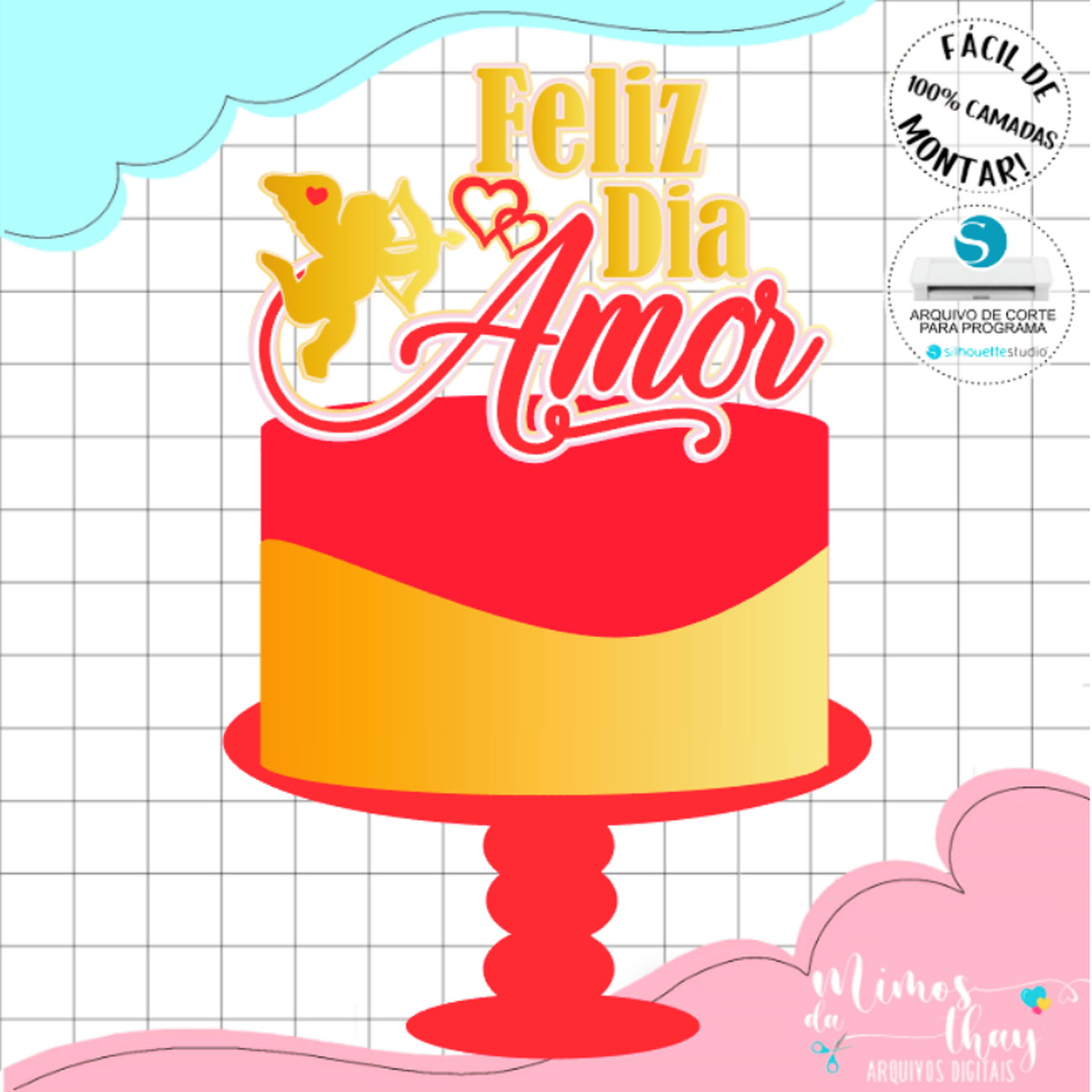 Arquivo de Corte: Topo de Bolo Feliz Dia dos Namorados 017