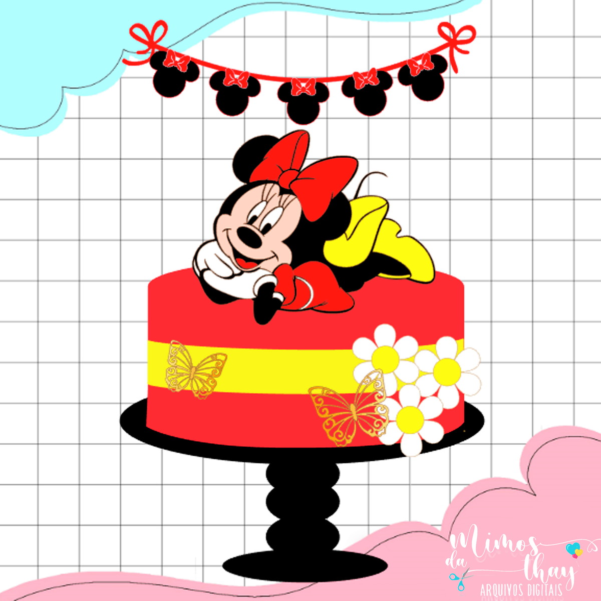 Arquivo de Corte: Topo de Bolo Minnie Vermelha 012