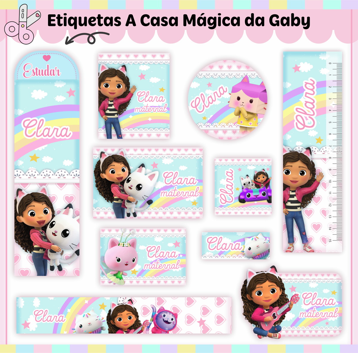 Arquivo Digital Etiqueta Escolar a Casa Magica da Gabi