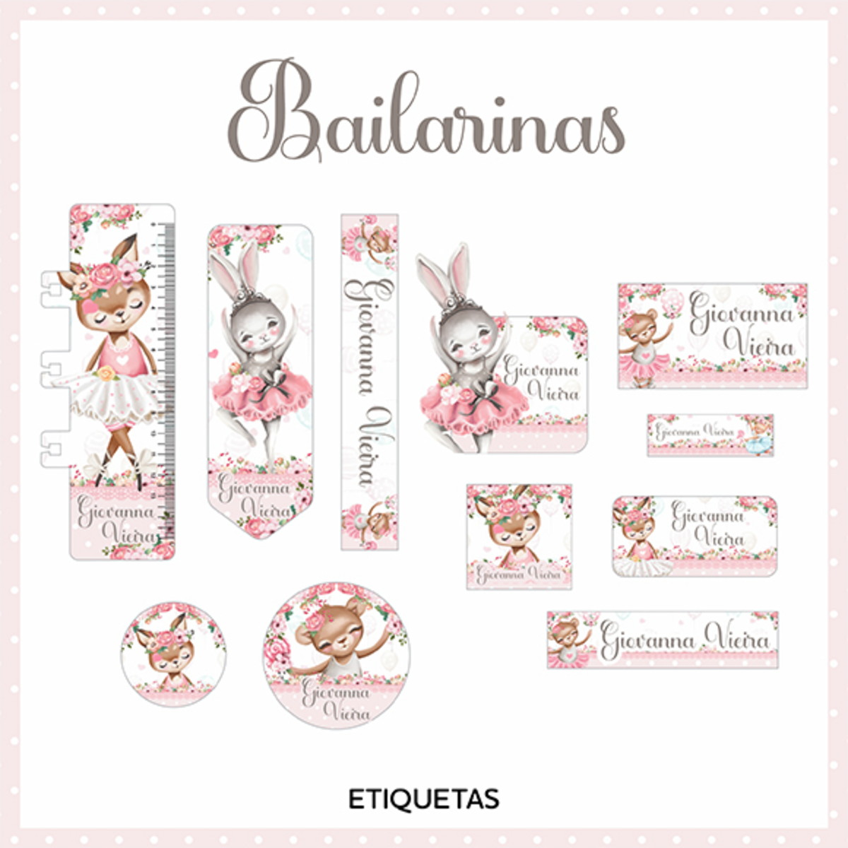 Arquivo Digital Etiqueta Escolar Bailarina