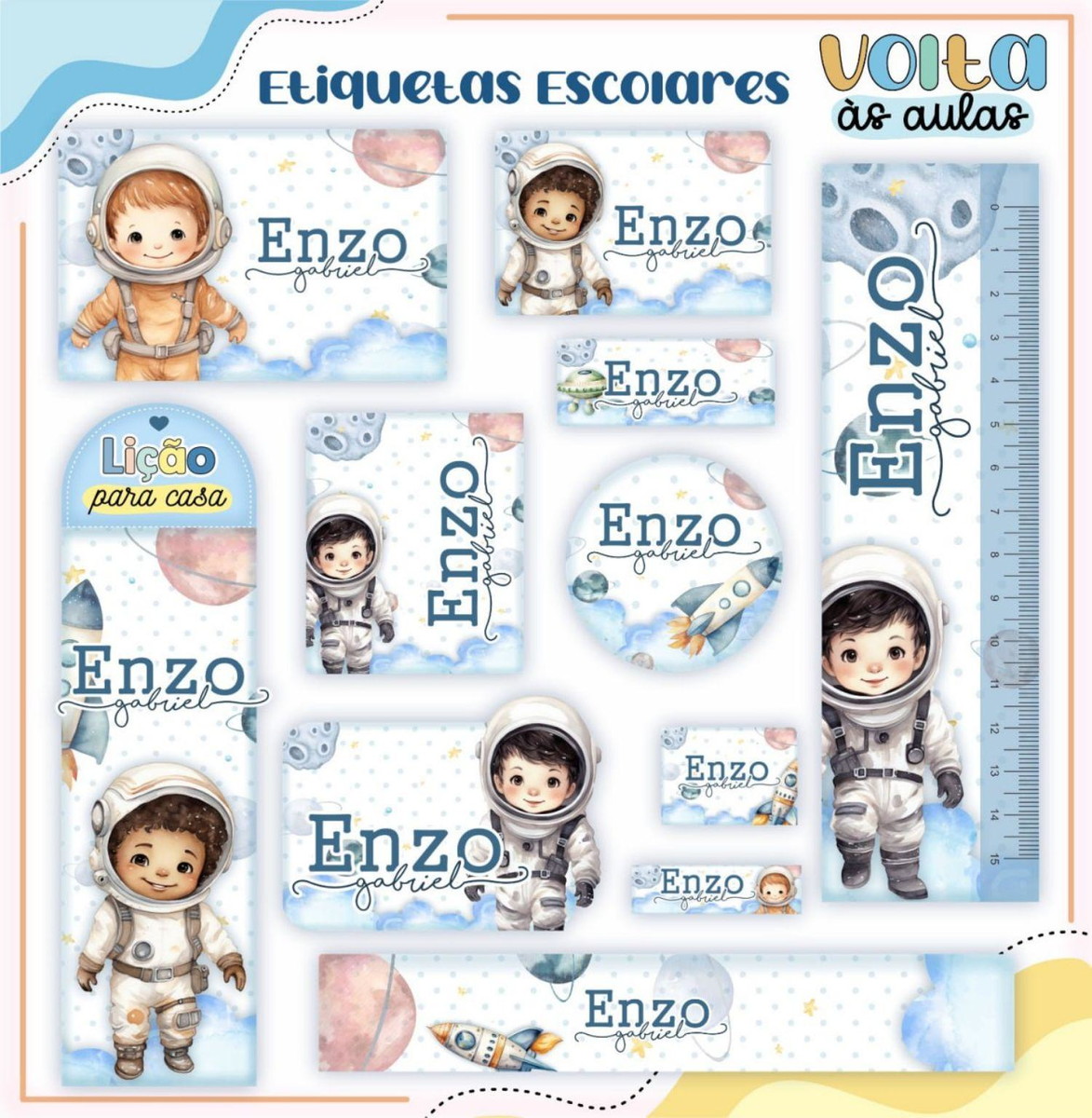 Arquivo Etiqueta Escolar Astronauta #16820