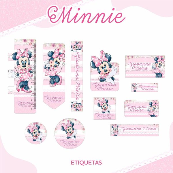 Arquivo Etiqueta Escolar Minnie Rosa #2814 Studio e pdf - Image 2
