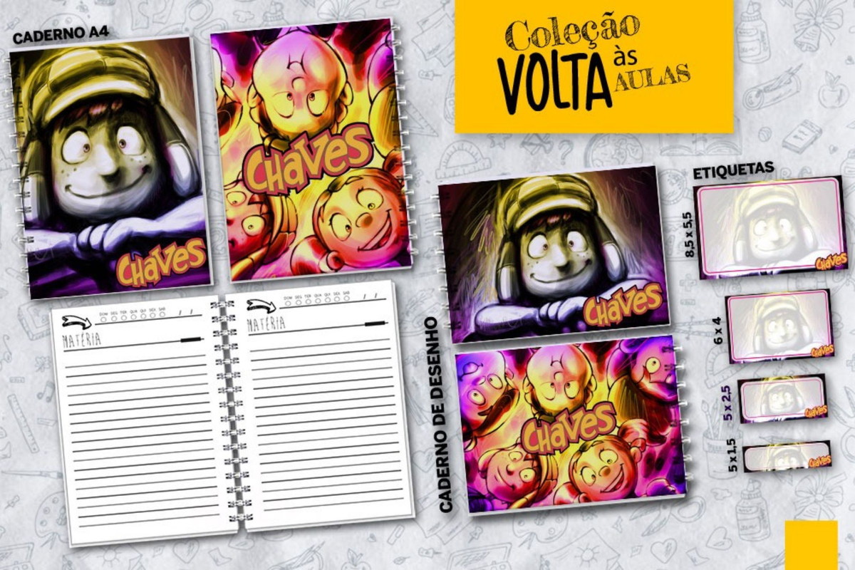Arquivo Kit Encardenação/etiqueta Escolar Chaves #15755