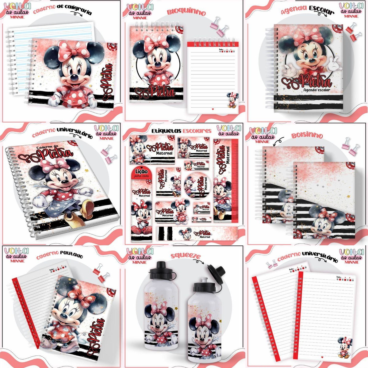 Arquivo Kit Escolar Completo Tema Minnie Vermelha #16871