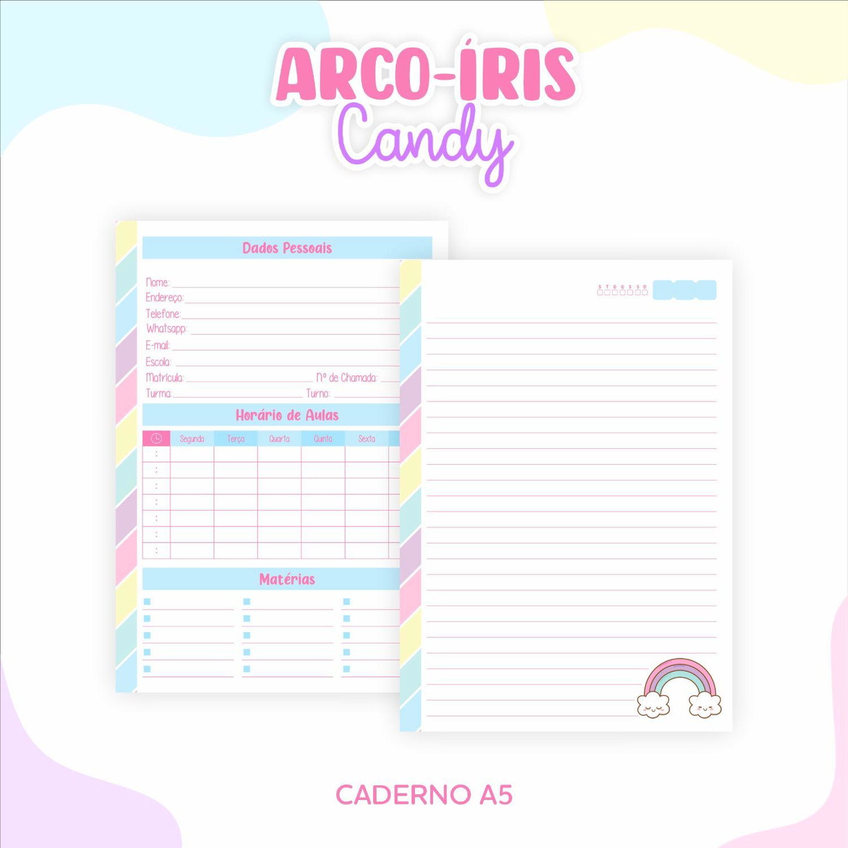 Arquivo Kit Etiquetas Escolares Arco-íris Candy #11331 - Imagem 3