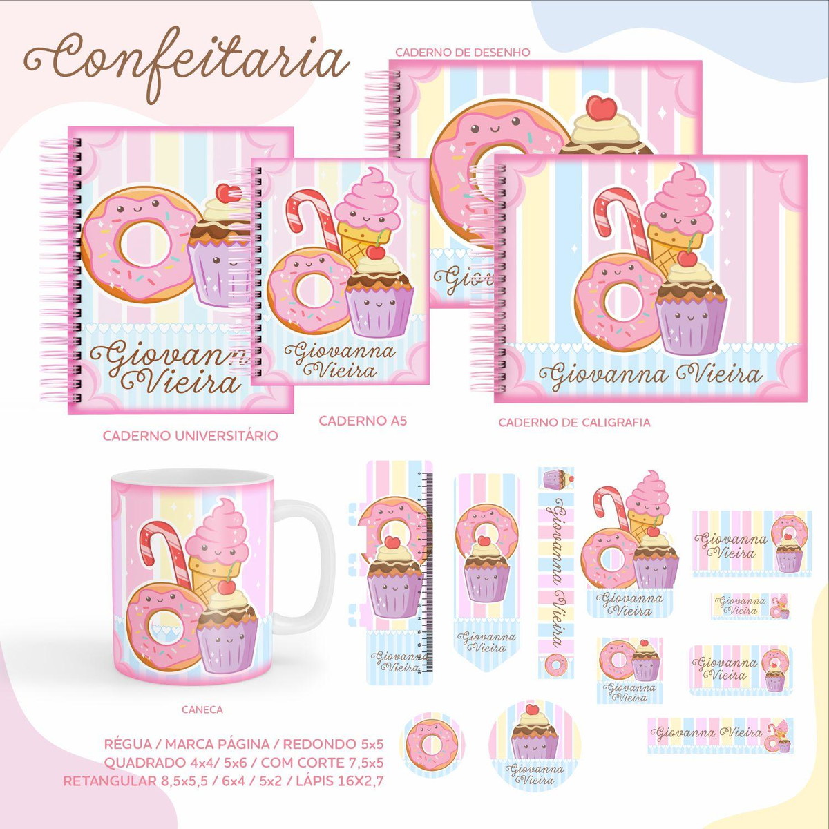 Arquivo Kit Etiquetas Escolares Confeitaria #11338