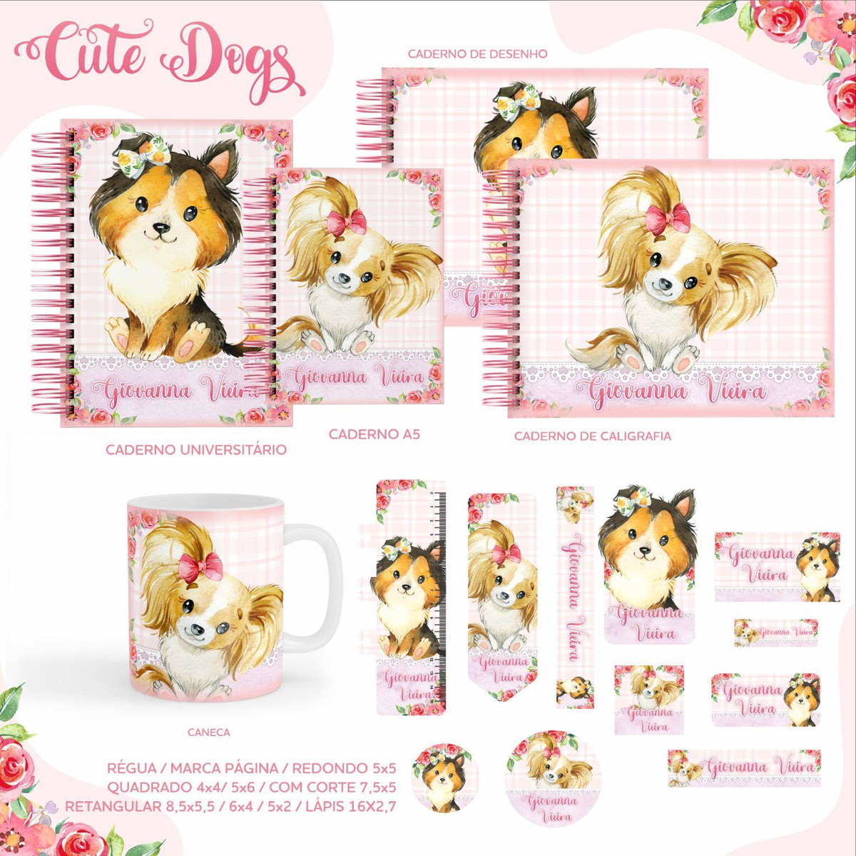 ARQUIVO KIT ETIQUETAS ESCOLARES CUTE DOG #11320
