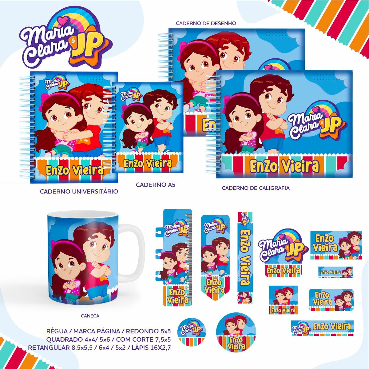 Arquivo Kit Etiquetas Escolares Maria Clara e Jp #11329