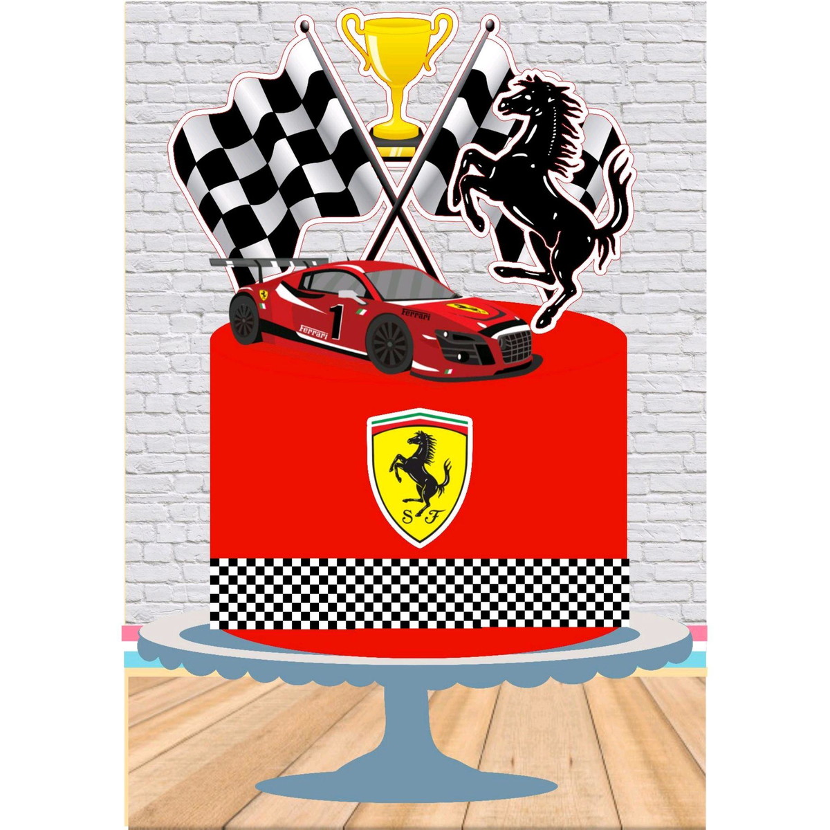 ARQUIVO TOPO DE BOLO FERRARI #9094