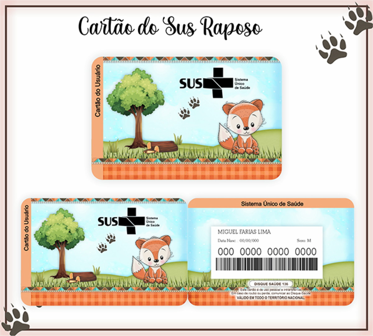 Cartão Digital Sus Raposinha