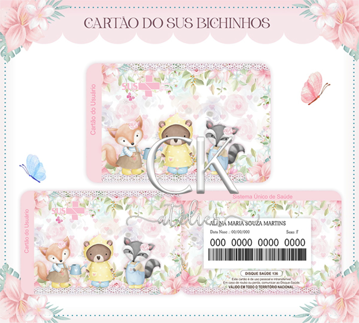 Cartão Sus Bichinhos Cute