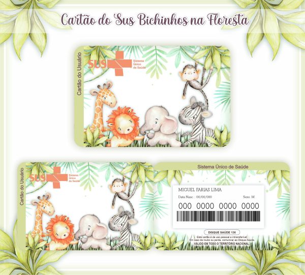 Cartão SUS Bichinhos na Floresta
